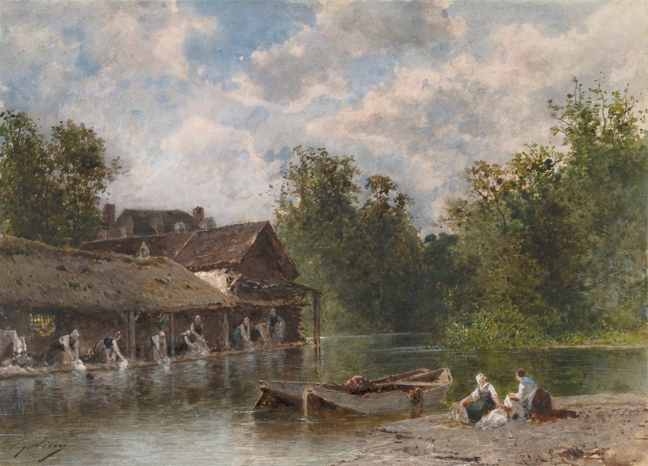 Les Lavandières Washerwomen ، 1870-1880. بواسطة يوجين سيشيري