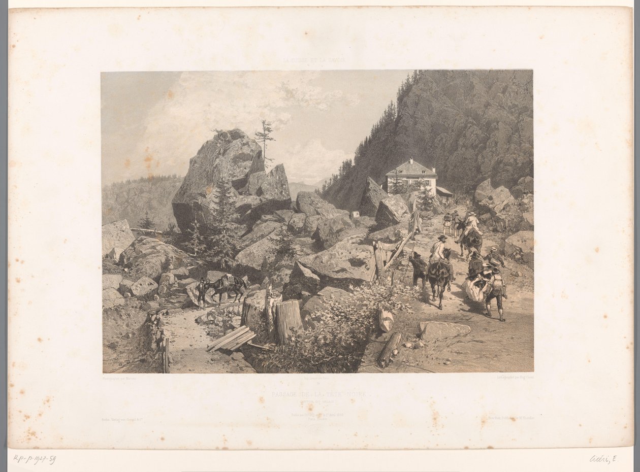 المسافرون على ممر Tete Noire بين Martigny و Chamonix Passage de la Tête Noire (العنوان على الكائن) وجوه في سويسرا وسافوي (عنوان المسلسل) La Suisse et la Savoie (عنوان المسلسل على الكائن) بواسطة يوجين سيشيري