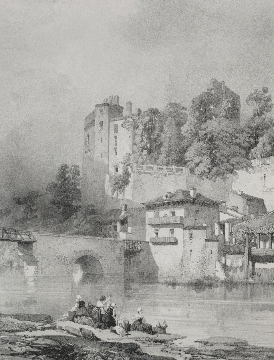الرحلات الخلابة والرومانسية في فرنسا القديمة. بريتاني: Chateau de Clisson. بواسطة يوجين سيشيري