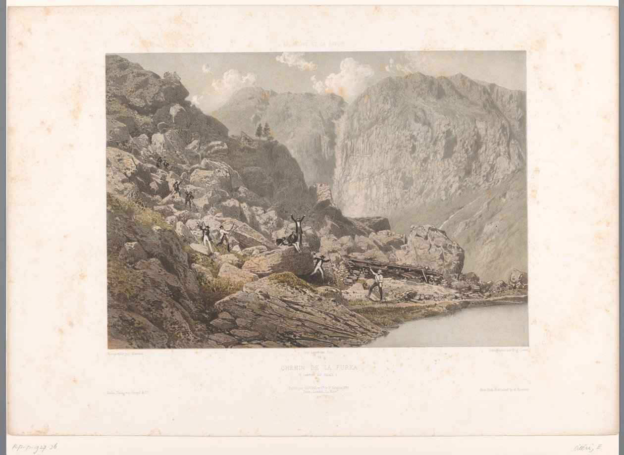 المتجولون على ممر فوركا Chemin de la Furka (العنوان على الكائن) وجوه في سويسرا وسافوي (عنوان المسلسل) La Suisse et la Savoie (عنوان المسلسل على الكائن) بواسطة يوجين سيشيري