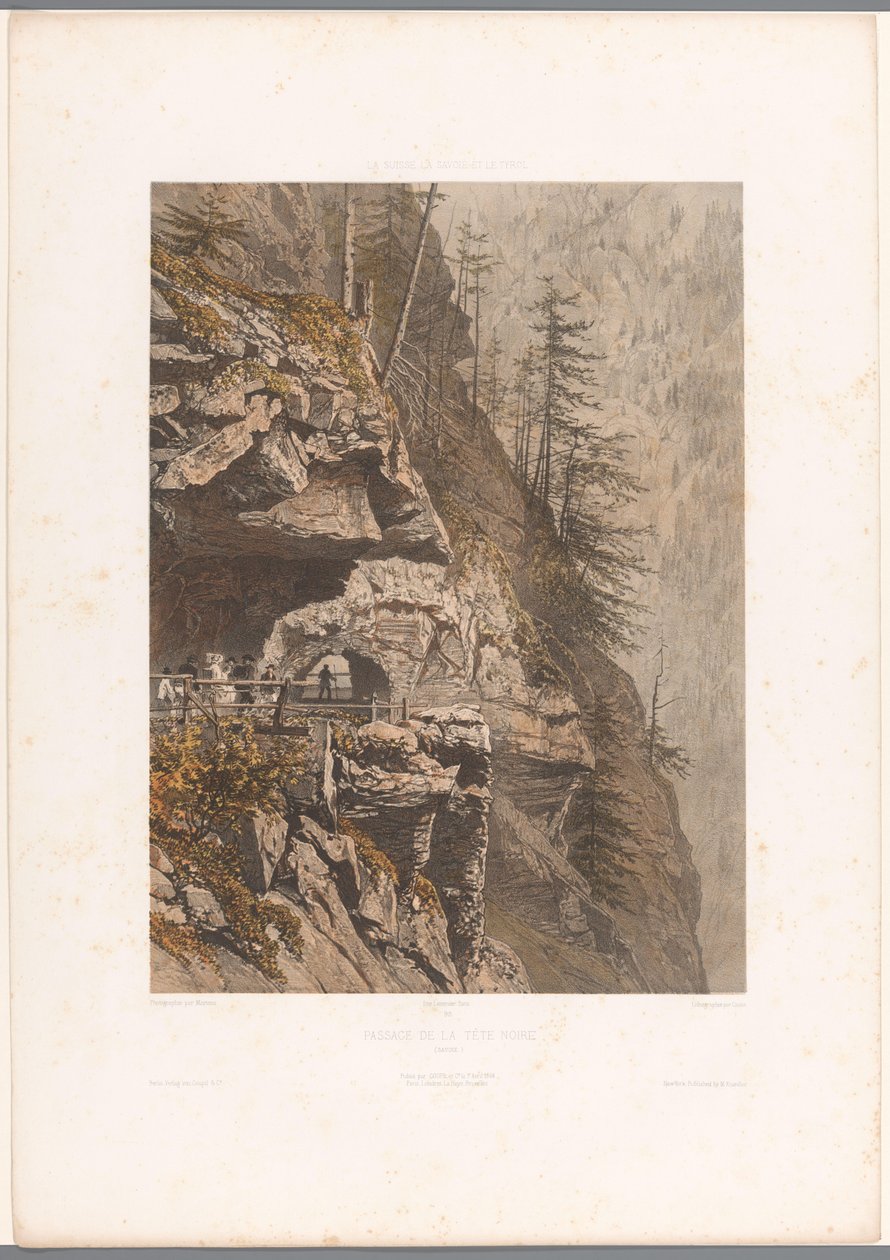 Wandelaars op de Tête Noire-pas tussen Martigny en Chamonix مرور الرأس الأسود (العنوان على الكائن) Gezichten in Zwitserland ، Savoy in Tirol (عنوان السلسلة) سويسرا وسافوي وتيرول (عنوان المسلسل على الكائن) بواسطة يوجين سيشيري