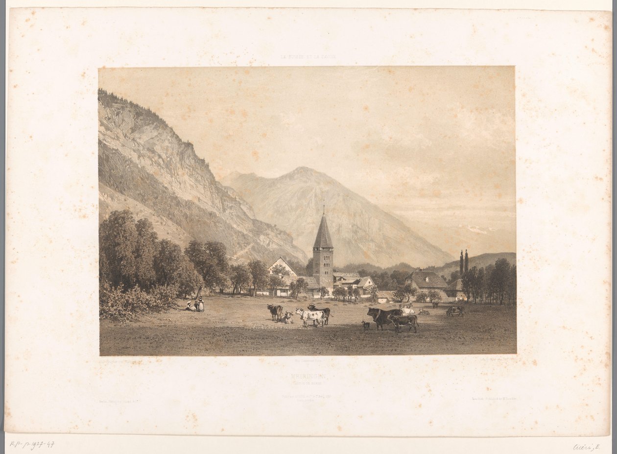 منظر لميرينجن ميرينغن (العنوان على الكائن) وجوه في سويسرا وسافوي (عنوان المسلسل) La Suisse et la Savoie (عنوان المسلسل على الكائن) بواسطة يوجين سيشيري