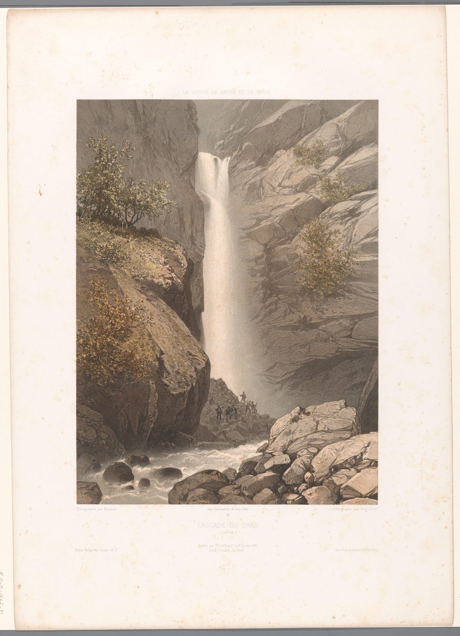 منظر لشلالات دارد Cascade du Dard (العنوان على الكائن) مشاهد في سويسرا وسافوي وتيرول (عنوان المسلسل) La Suisse و la Savoie et le Tyrol (عنوان المسلسل على الكائن) بواسطة يوجين سيشيري