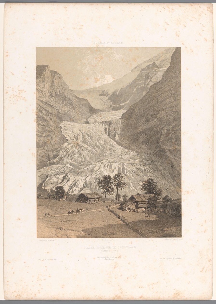 منظر لنهر غريندلوالد الجليدي العالي سوبريور دي غريندلوالد (العنوان على الكائن) مشاهد في سويسرا وسافوي (عنوان السلسلة) لا سويس إي لا سافوي (عنوان السلسلة على الكائن) بواسطة يوجين سيشيري