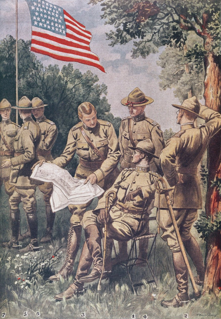وصول الأمريكيين إلى فرنسا: كيفية التعرف على الرتب المختلفة ، "Le Petit Journal" ، 1917-18 بواسطة يوجين دامبلانز