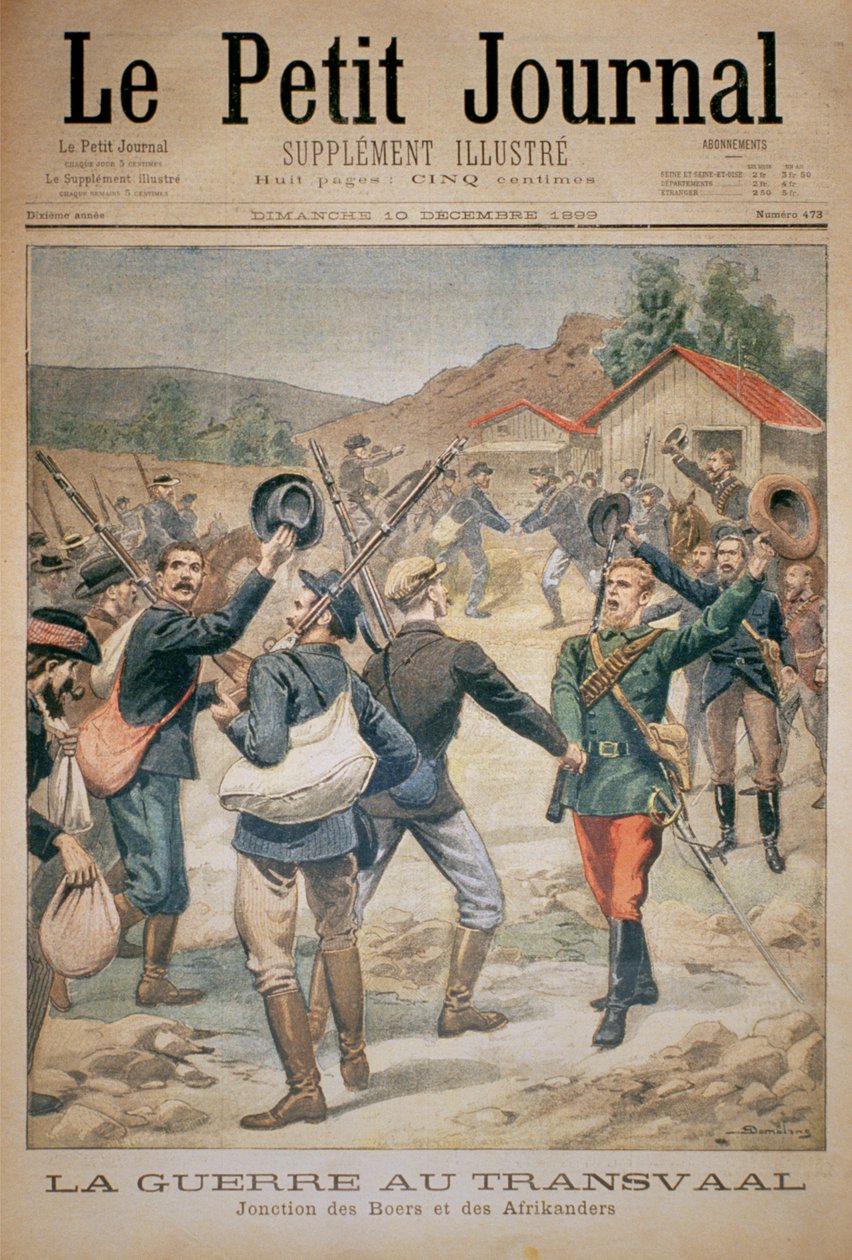 The War in the Transvaal: Union of the Boers and Afrikaners ، الغلاف الأمامي لـ Le Petit Journal ، 10 ديسمبر 1899 بواسطة يوجين دامبلانز