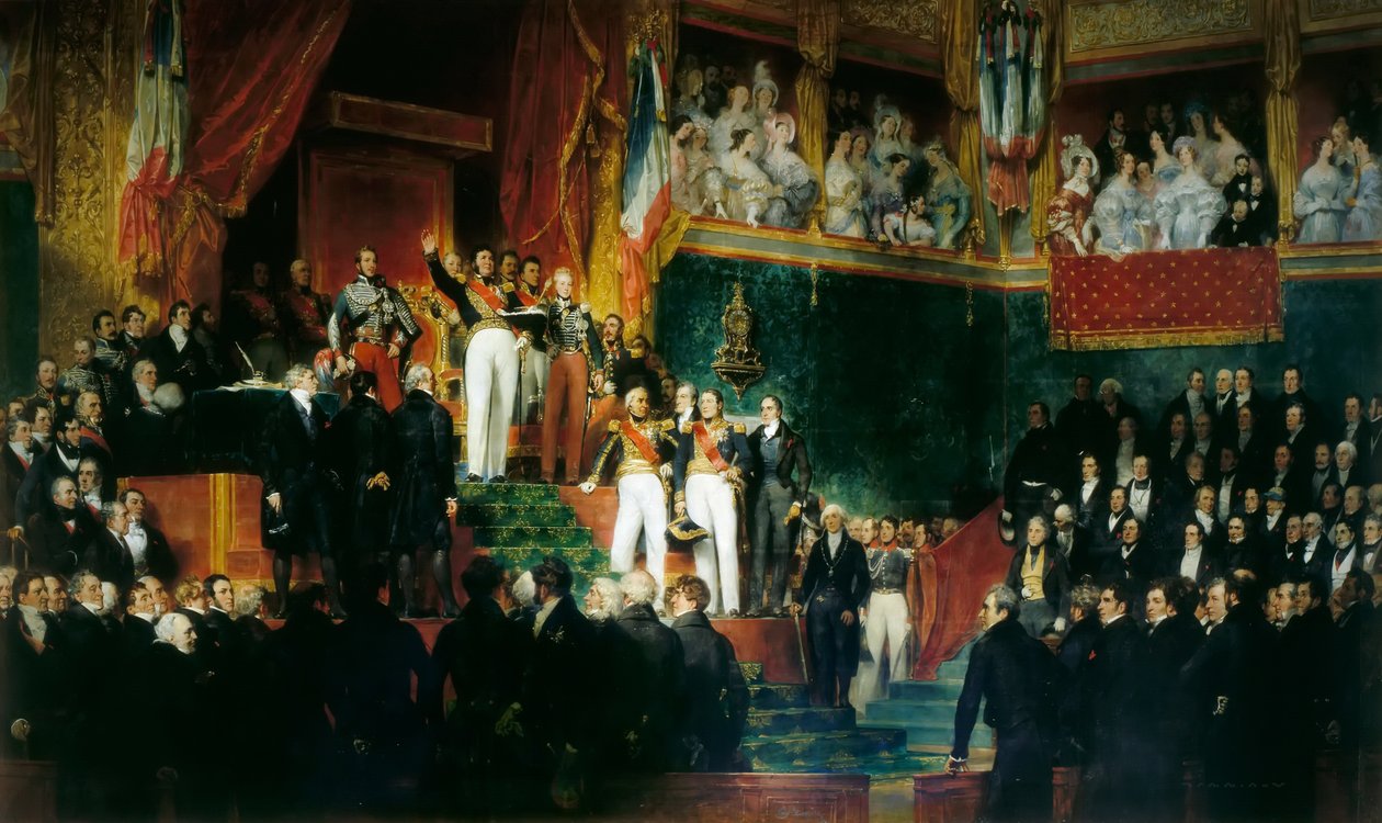 أدى لويس فيليب الأول اليمين كملك أمام مجلس النواب ، 9 أغسطس 1830 بواسطة يوجين ديفيريا