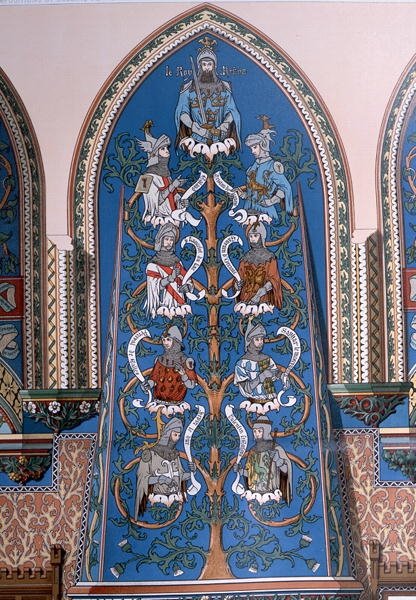 "King Arthur and the Knights of the Round Table" ، تصميم جصي لـ Chateau de Pierrefonds (لون ليثو) بواسطة يوجين إيمانويل فيوليت لو دوك