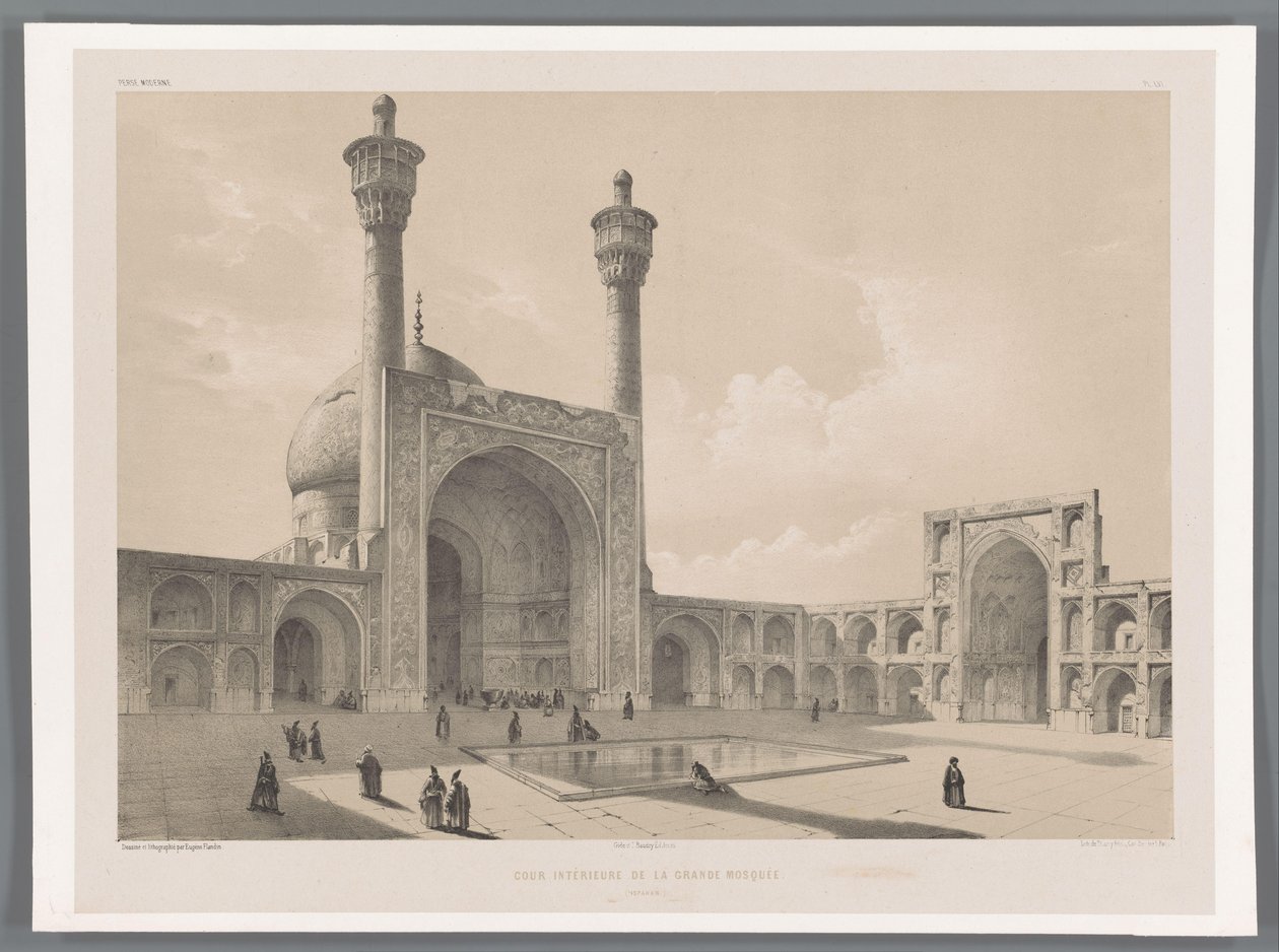 الفناء الداخلي لمسجد الجمعة في أصفهان Cour intérieure de la grande Mosquée (أصفهان) (العنوان على الشيء) المناظر الطبيعية الفارسية (عنوان السلسلة) بيرس مودرن (عنوان المسلسل) بواسطة يوجين فلاندين