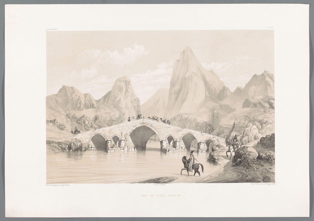 جسر Pol-e Dokhtar بونت دو كيزيل هوزن (العنوان على الكائن) المناظر الطبيعية الفارسية (عنوان السلسلة) بيرس مودرن (عنوان المسلسل) بواسطة يوجين فلاندين