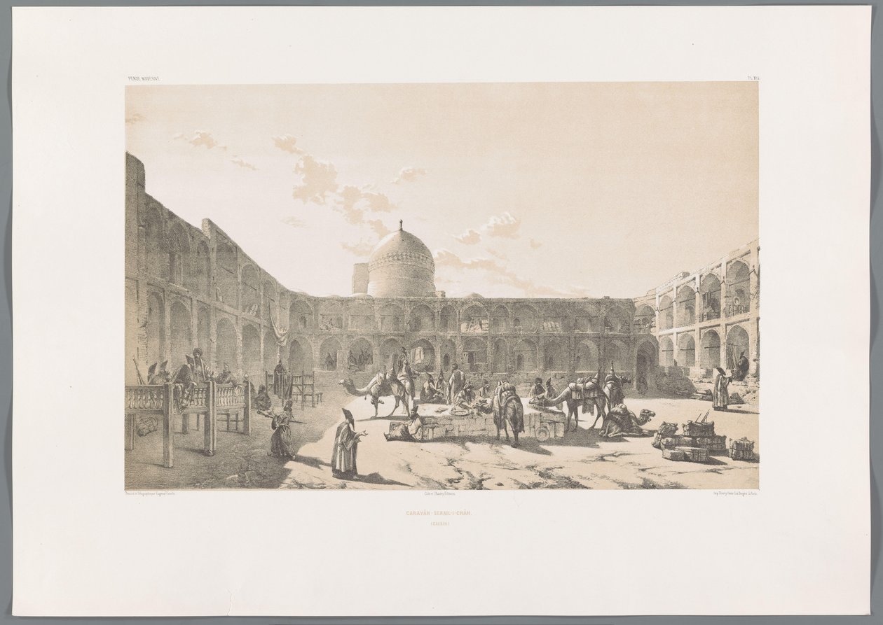 Caravanserai-i-Shah في قزوين Caravân-Serail-I-Châh (Casbin) (العنوان على الكائن) المناظر الطبيعية الفارسية (عنوان السلسلة) بيرس مودرن (عنوان المسلسل) بواسطة يوجين فلاندين