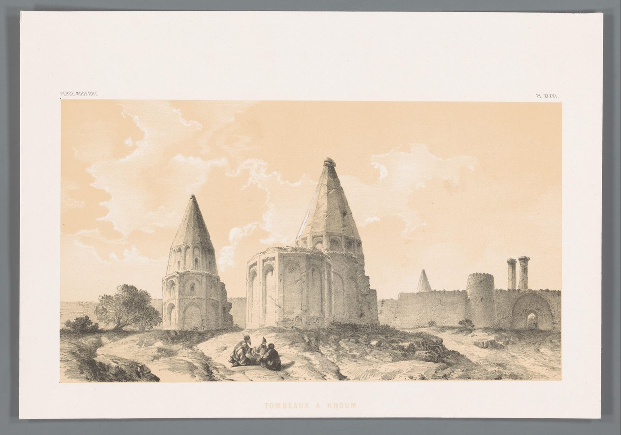 مقابر في قم تومبو خوم (العنوان على القطعة) المناظر الطبيعية الفارسية (عنوان السلسلة) بيرس مودرن (عنوان المسلسل) بواسطة يوجين فلاندين