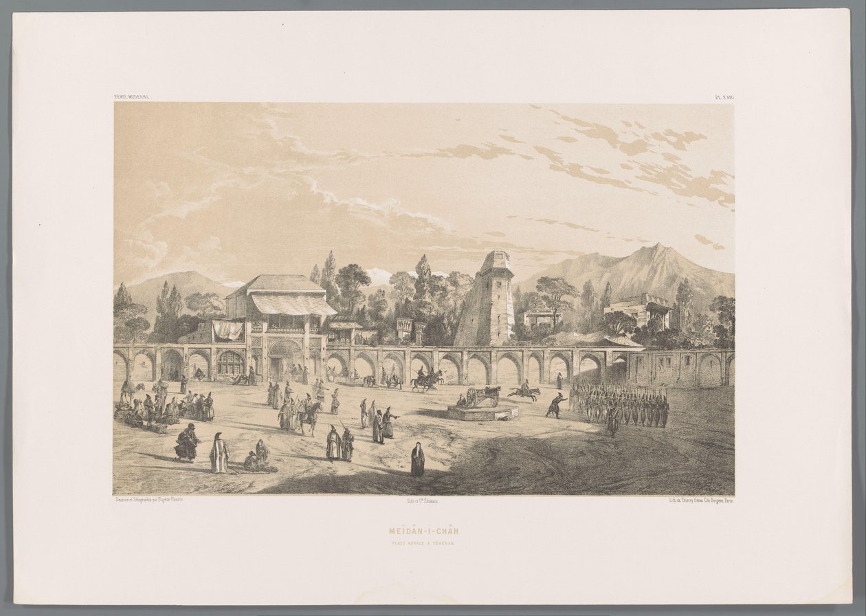 ميدان شاه ، الساحة الملكية في طهران Meidân-i-Châh place Royale a Téhéran (العنوان على الكائن) المناظر الطبيعية الفارسية (عنوان السلسلة) بيرس مودرن (عنوان المسلسل) بواسطة يوجين فلاندين