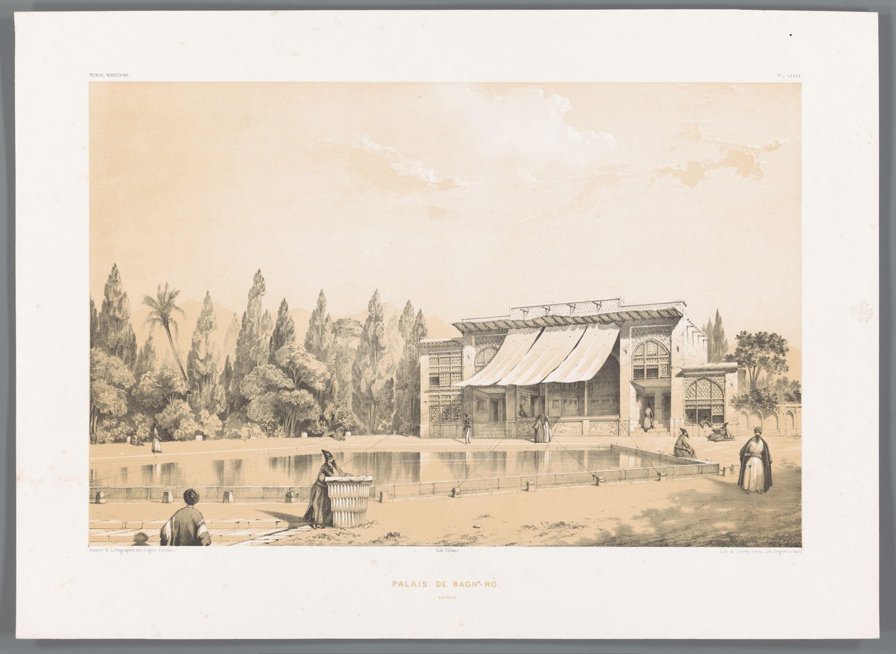 قصر بئر باغ في شيراز Palais de Bagh-Nô (العنوان على الكائن) المناظر الطبيعية الفارسية (عنوان السلسلة) بيرس مودرن (عنوان المسلسل) بواسطة يوجين فلاندين