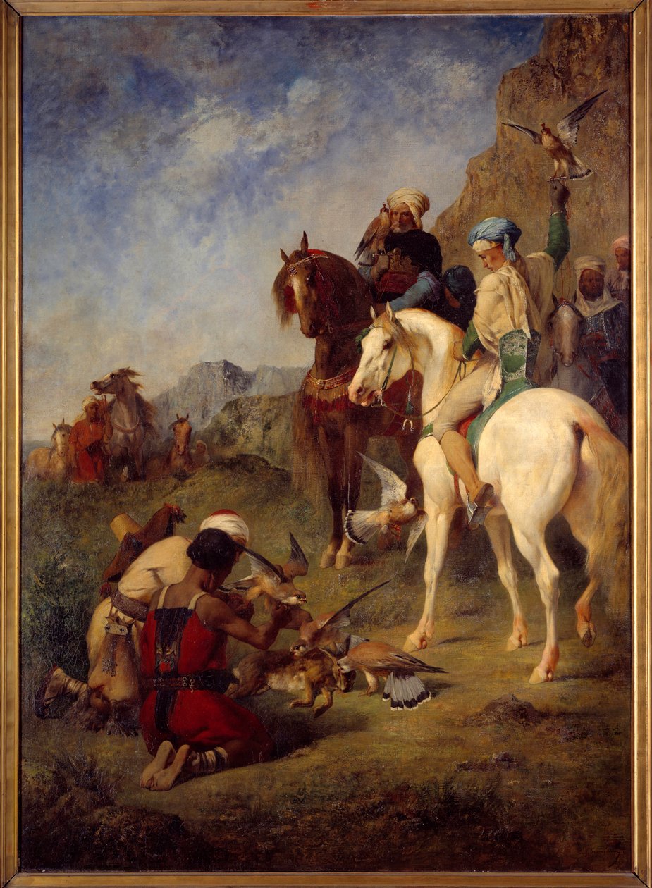 صيد الصقور في الجزائر: العلاج. الرسم بواسطة يوجين فرومنتين (1820-1876) بواسطة يوجين فرومنتين