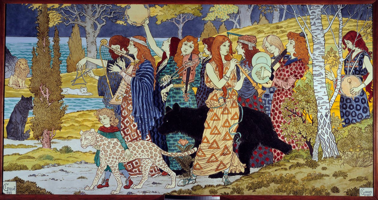 فن الآرت نوفو: الموسيقيون والحيوانات "الانسجام". Lava emaillee بواسطة Eugene Grasset (1841-1917) 1893 صن. 1،3x2،45 م باريس ، متحف دورسيه بواسطة يوجين جراست