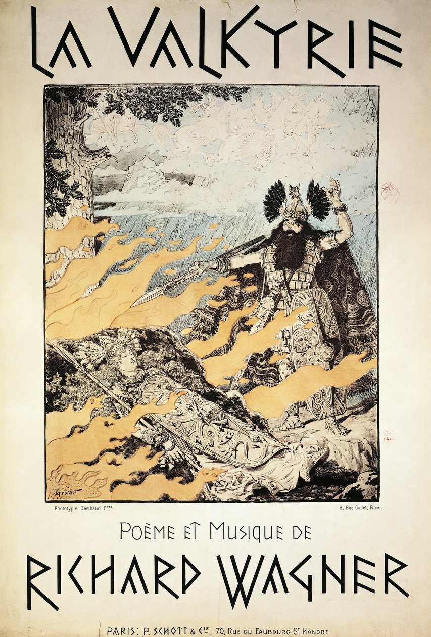 France, Paris, Poster of The Valkyrie by Richard Wagner بواسطة يوجين جراست