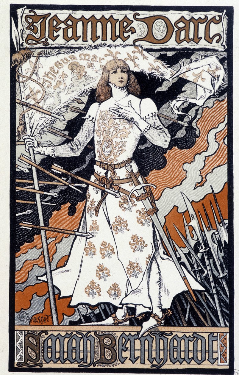 ملصق "" جان دارك "(هنرييت روزين برنارد ديت سارة برنهارد (1844-1923) يلعب في جان دارك). اس دي. حوالي عام 1890 بواسطة يوجين جراست