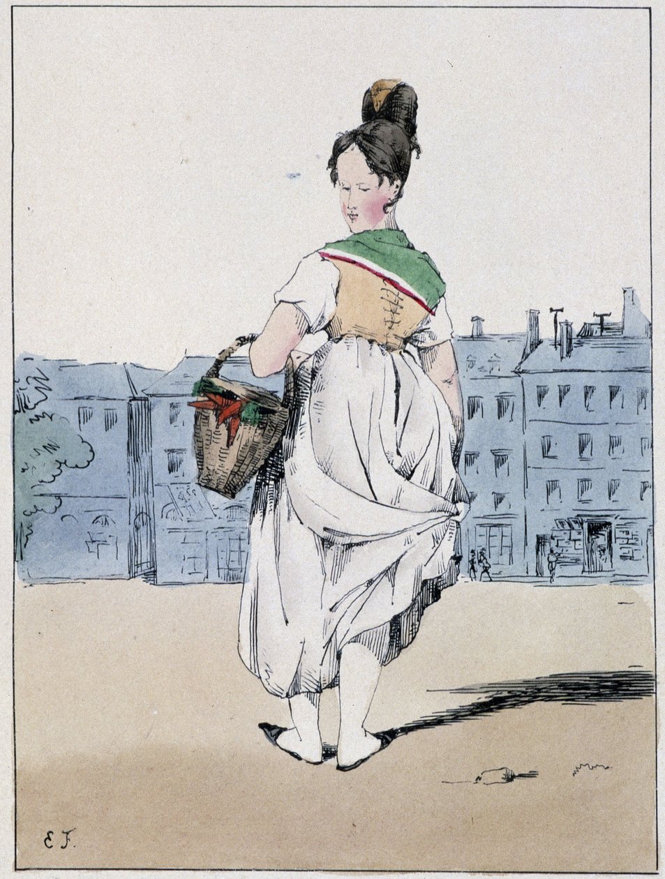 امرأة تحمل سلة ، شارع boulevard de l
