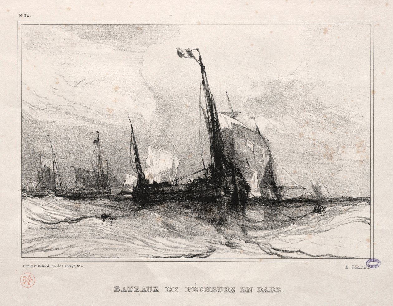 قوارب صيد في المرساة ، 1836. بواسطة يوجين ايزابي