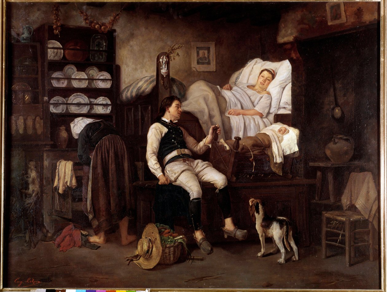الداخلية Bas-Breton أو عائلة Le Nouveau Ne Breton في الداخل. الرسم بواسطة يوجين ليرو (1807-1863) القرن التاسع عشر في رين ، متحف الفنون الجميلة بواسطة يوجين ليرو