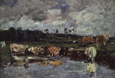 الحيوانات في بركة. ج.1881-88 بواسطة يوجين لويس بودين