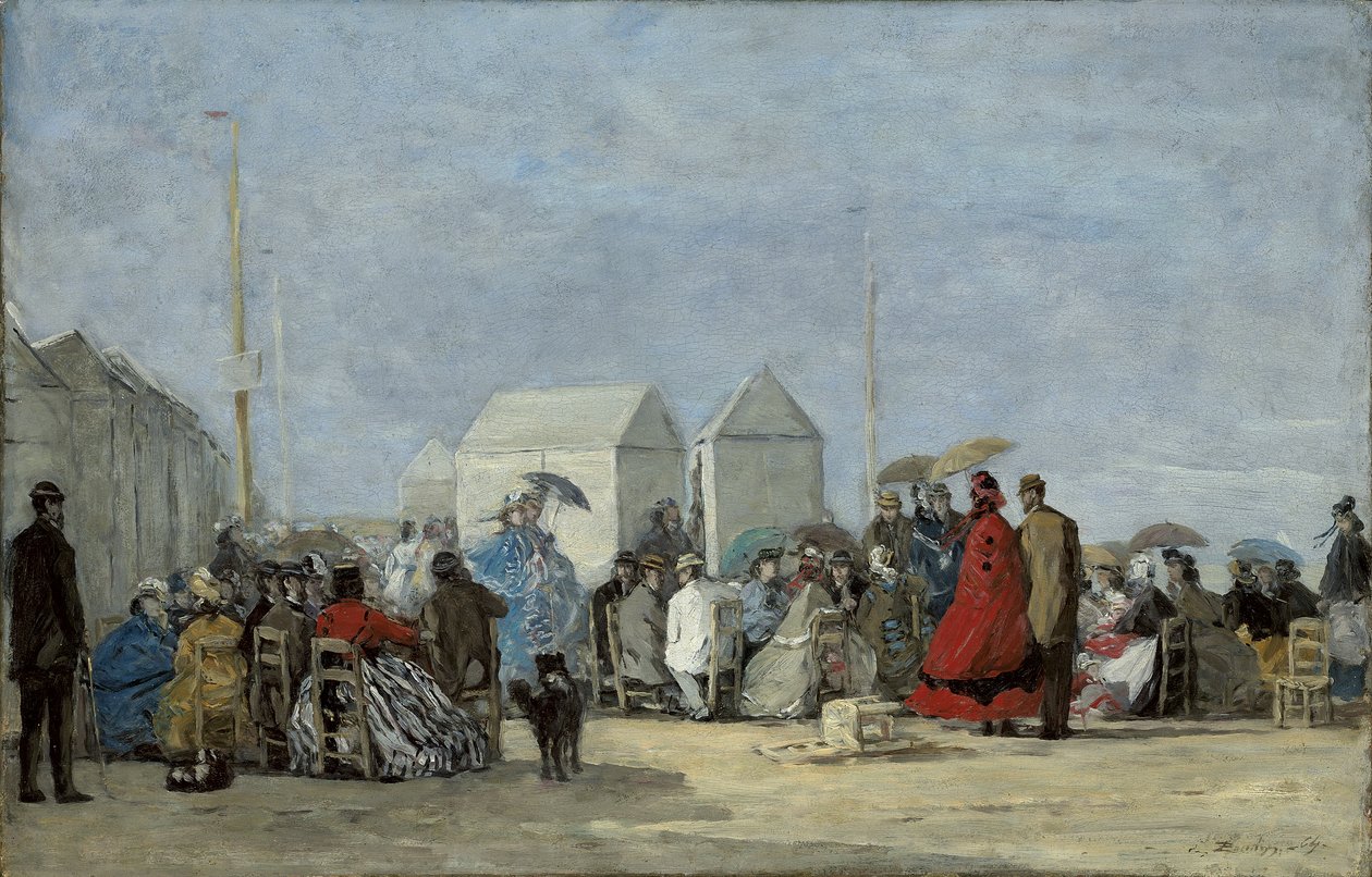 مشهد الشاطئ في تروفيل ؛ مشهد الشاطئ في تروفيل ، 1864 بواسطة يوجين لويس بودين