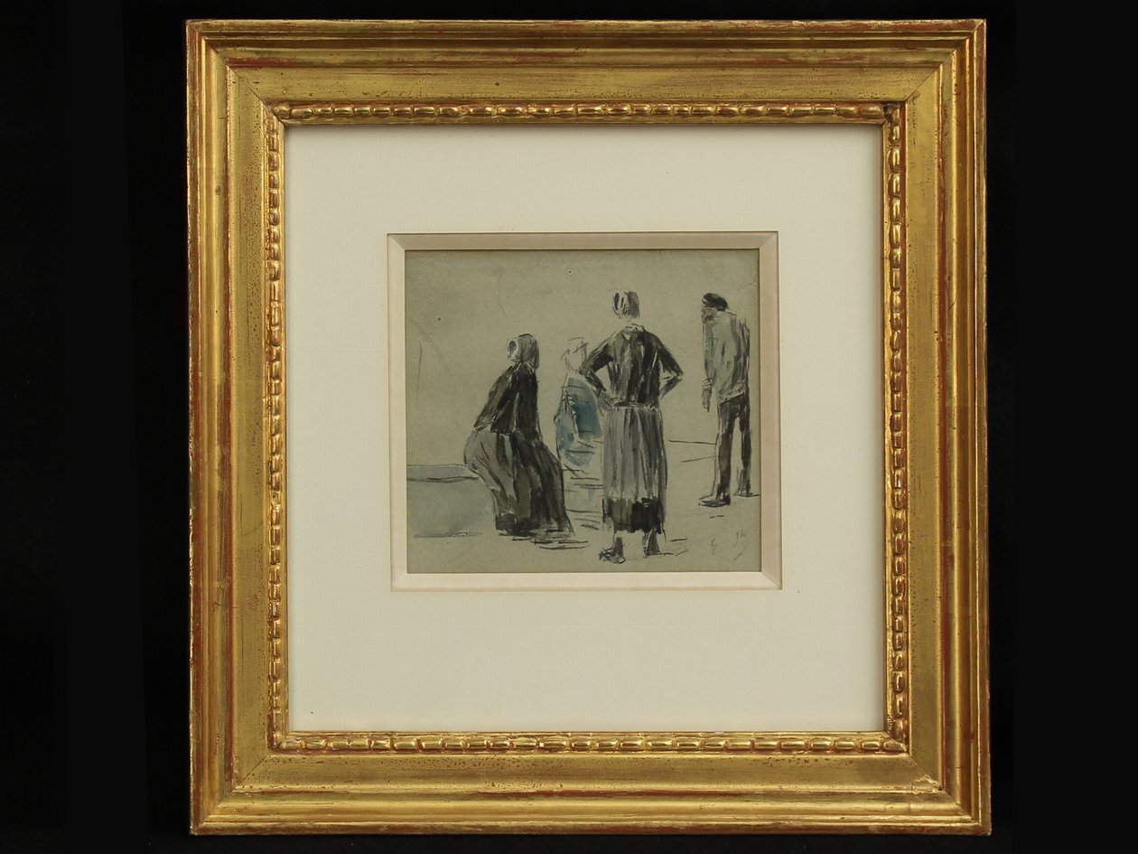 شخصيات على الشاطئ ، حوالي 1860 (كونت وألوان مائية على ورق) بواسطة يوجين لويس بودين