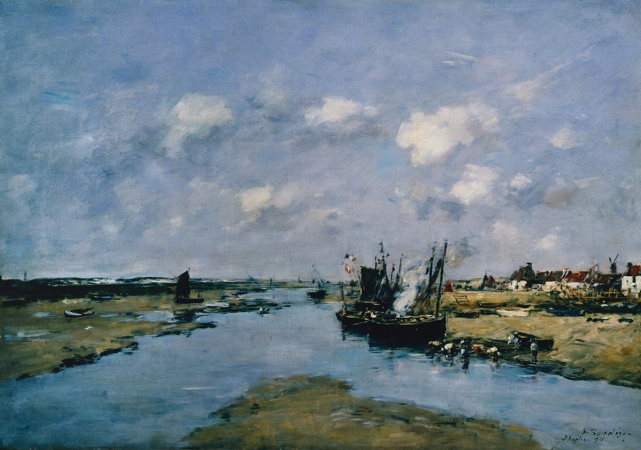 La Canche at Low Tide ، Etaples (زيت على قماش) بواسطة يوجين لويس بودين