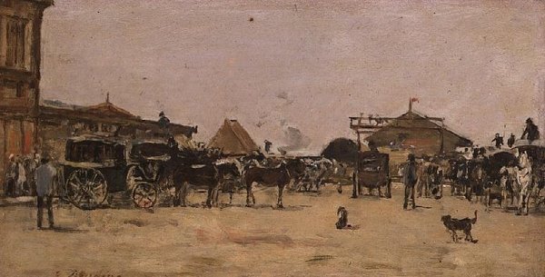 The Place de la Gare في دوفيل بواسطة يوجين لويس بودين