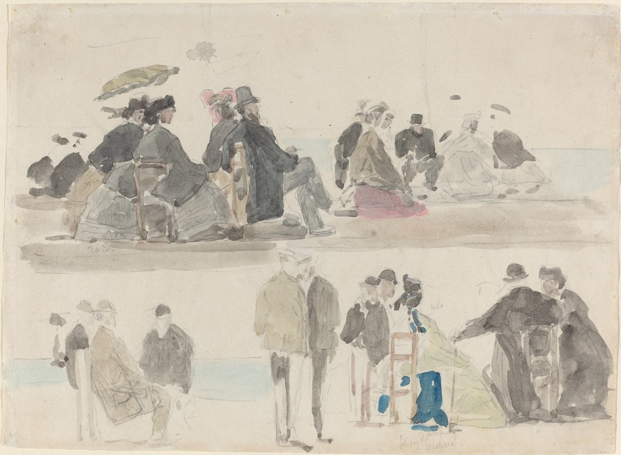 السيدات والسادة على الشاطئ ، في سجلين ، ج. 1865. بواسطة يوجين لويس بودين