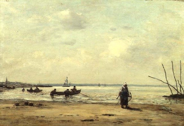 انخفاض المد بالقرب من Honfleur ، 1864-66 (زيت على لوح) بواسطة يوجين لويس بودين