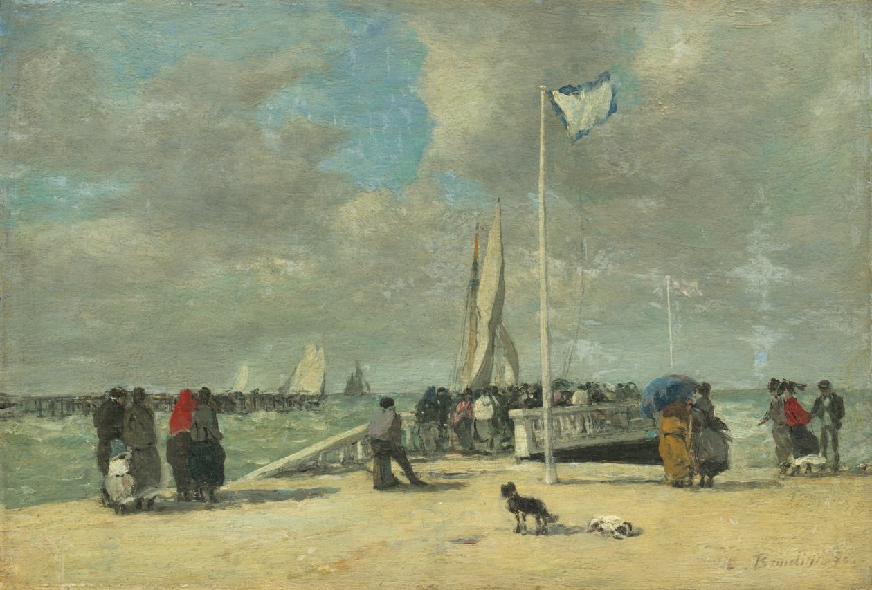 على رصيف الميناء ، ج. 1869-70 (زيت على خشب) بواسطة يوجين لويس بودين