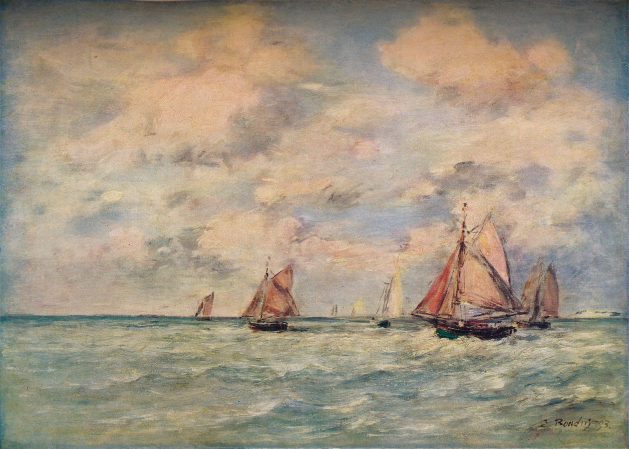 خروج Des Barques A Trouville ، القرن التاسع عشر بواسطة يوجين لويس بودين
