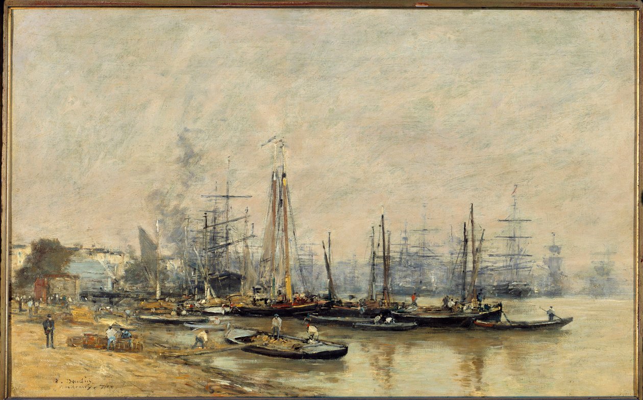 The port of Bordeaux Vessels on the Garonne. Painting by Eugene Louis Boudin (1824-1898) 1874 Sun. 0,41x0,65 m Paris, musee d