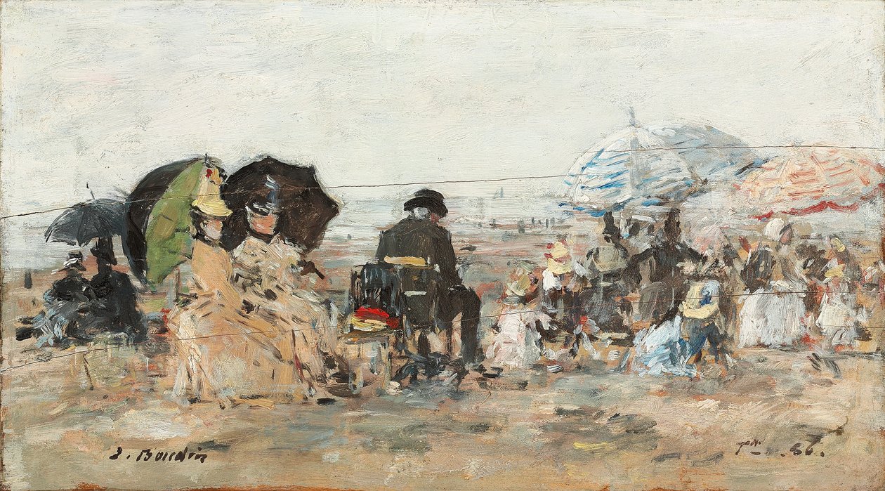 تروفيل ، مشهد الشاطئ ؛ تروفيل ، مشهد الشاطئ ، 1886 بواسطة يوجين لويس بودين