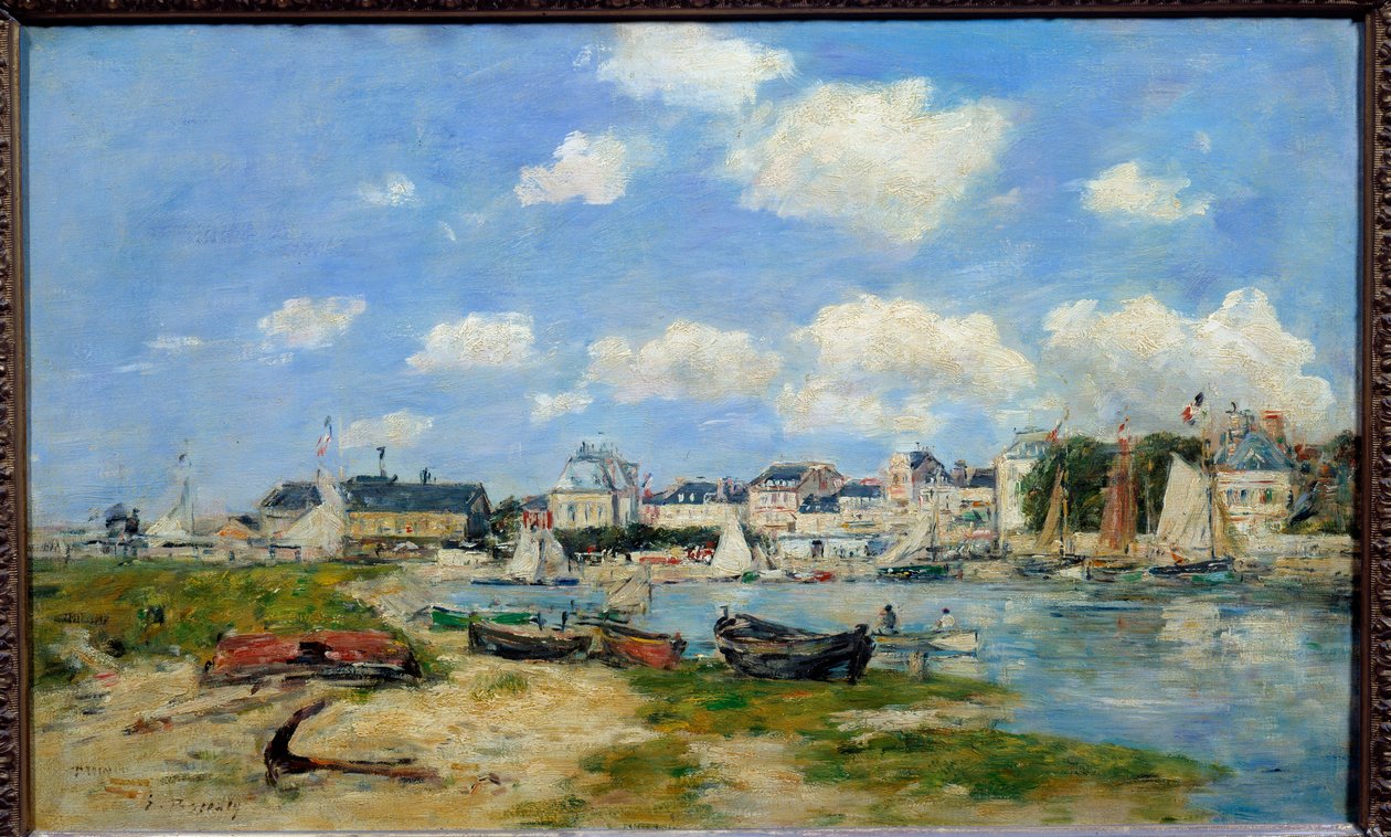 منظر لرسومات تروفيل بيتش بواسطة يوجين لويس بودين (1824-1898) 1864 صن. 0.37x0.58 م ليون ، متحف الفنون الجميلة بواسطة يوجين لويس بودين