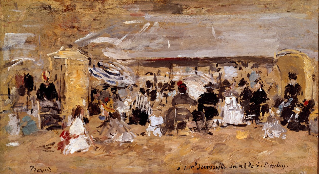 منظر لشاطئ دوفيل في نورماندي لوحة رسمها يوجين لويس بودين (1824-1898) باريس القرن التاسع عشر ، متحف أورسيه بواسطة يوجين لويس بودين