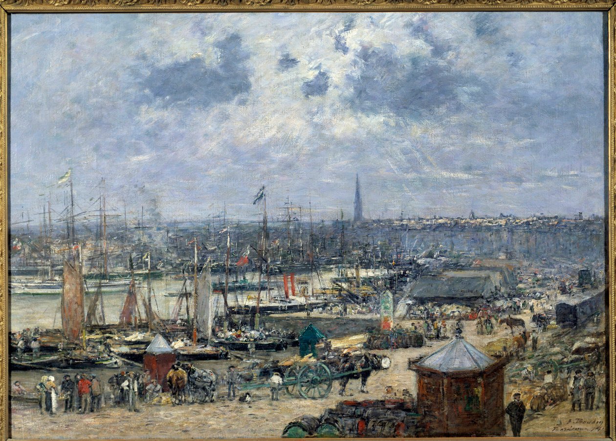 منظر لميناء بوردو لوحة بواسطة يوجين لويس بودين (1824-1898) 1874 صن. 0،7x1،02 م باريس ، متحف أورسيه بواسطة يوجين لويس بودين
