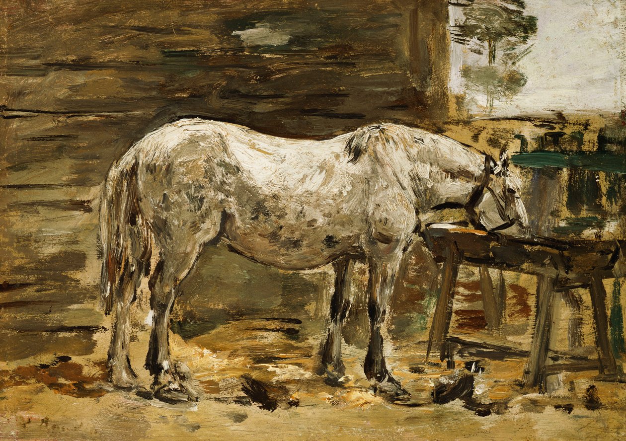 الحصان الأبيض في حوض الشرب ، c.1885-90 بواسطة يوجين لويس بودين