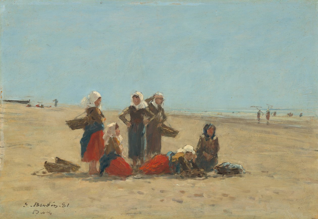 نساء على الشاطئ في بيرك ، 1881. بواسطة يوجين لويس بودين