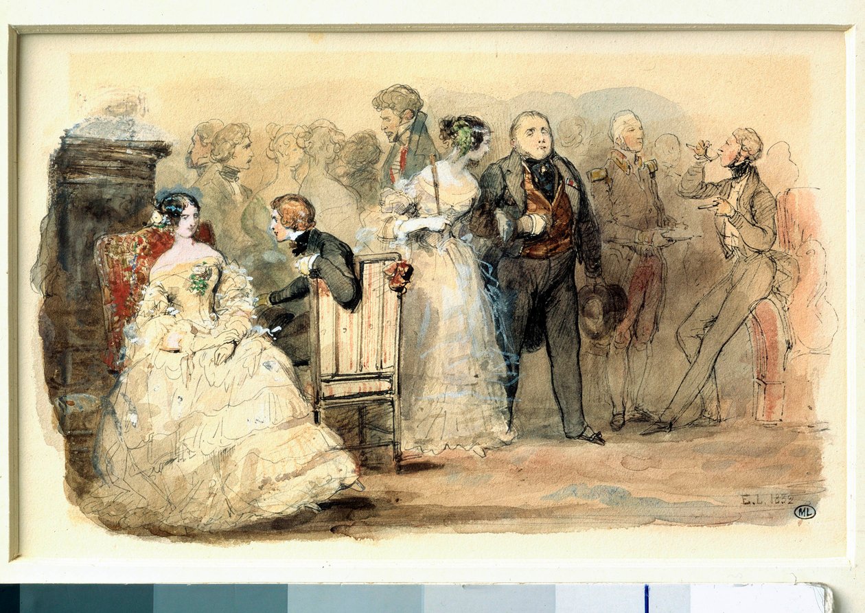 حفل استقبال تحت Louis Philippe Watercolor بواسطة Eugene Lami (1800-1890) بواسطة يوجين لويس لامي