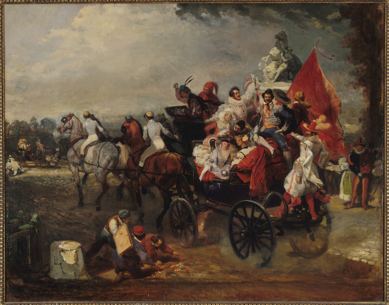 النقل مع الرجال والنساء في زي على الشانزليزيه ، 1834 بواسطة يوجين لويس لامي