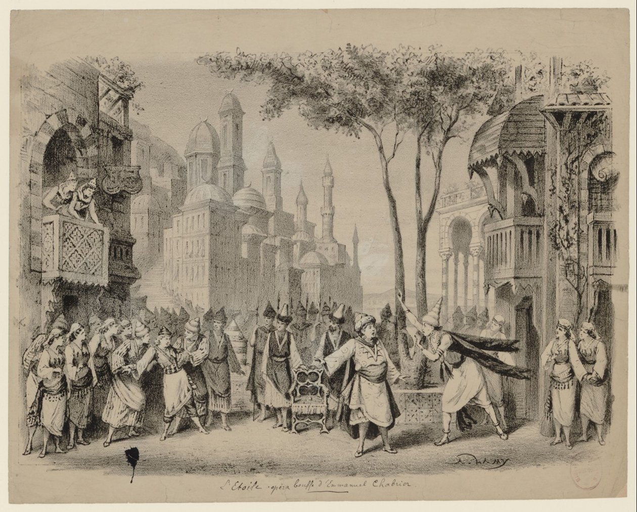 أوبرا Létoile بواسطة إيمانويل شابرييه في مسرح Bouffes-Parisiens ، 1877 بواسطة يوجين لويس لامي