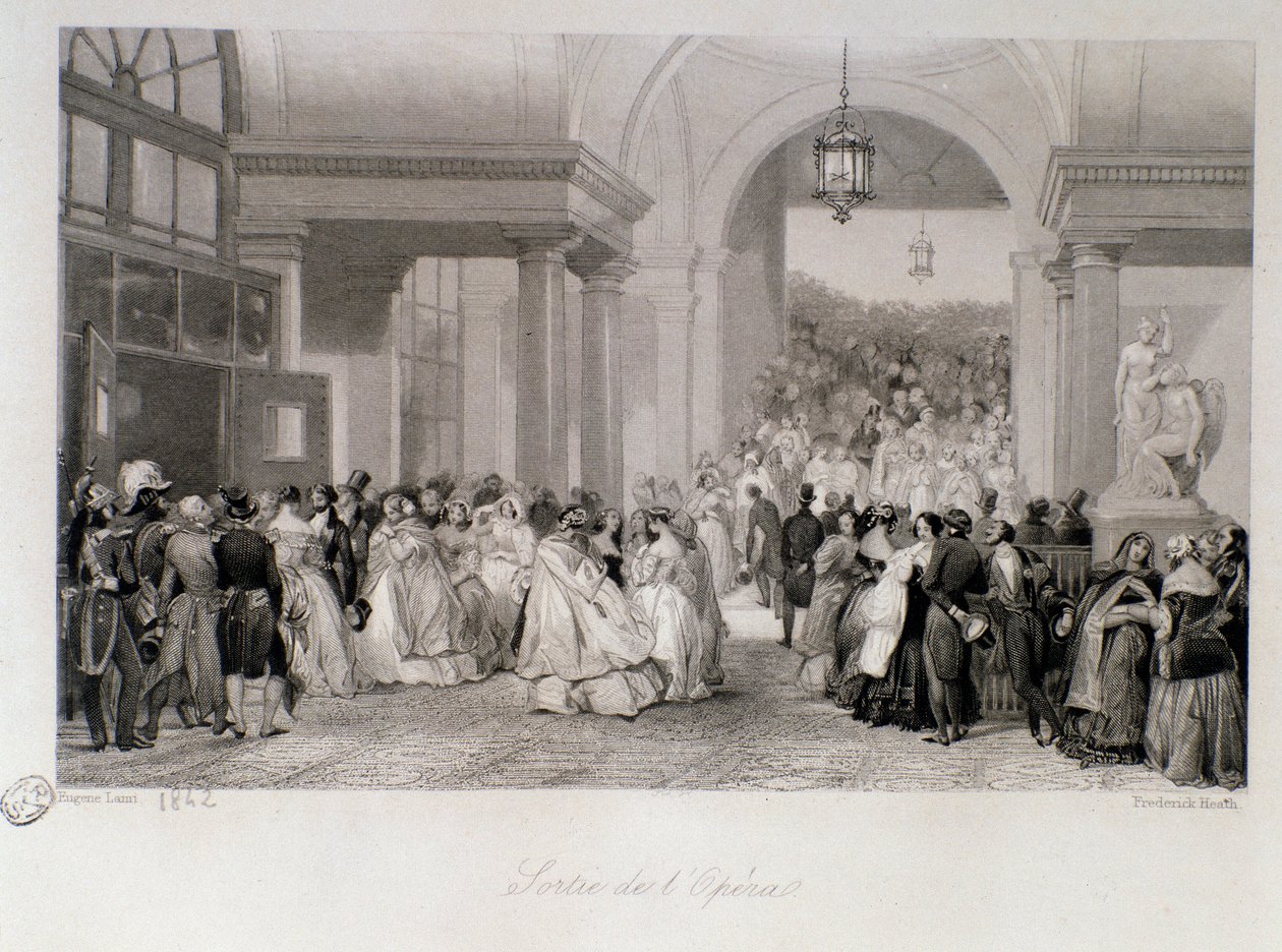 الجمهور لديه الافراج عن الأوبرا في باريس. نقش يوجين لويس لامي (1800-1890) مجموعة خاصة 1842 بواسطة يوجين لويس لامي