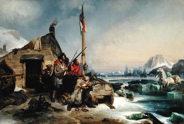 فصل الشتاء من فريق البحارة الهولنديين على الساحل الشرقي لنوفايا زمليا ، 1839 بواسطة يوجين موديست إدموند ليبويتفين