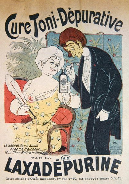 إعلان عن "Cure Toni-Depurative" بقلم "Laxadepurine" ، ج. 1900 (لون ليثو) بواسطة يوجين أوجي