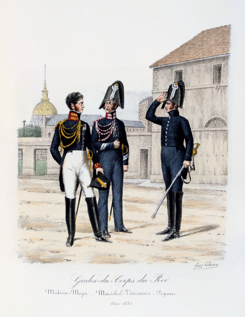 حراس الملك الشخصيون ، الميجور ميجور ، المارشال البيطري وبيكيور ، 1820-30 بواسطة يوجين تايتوكس