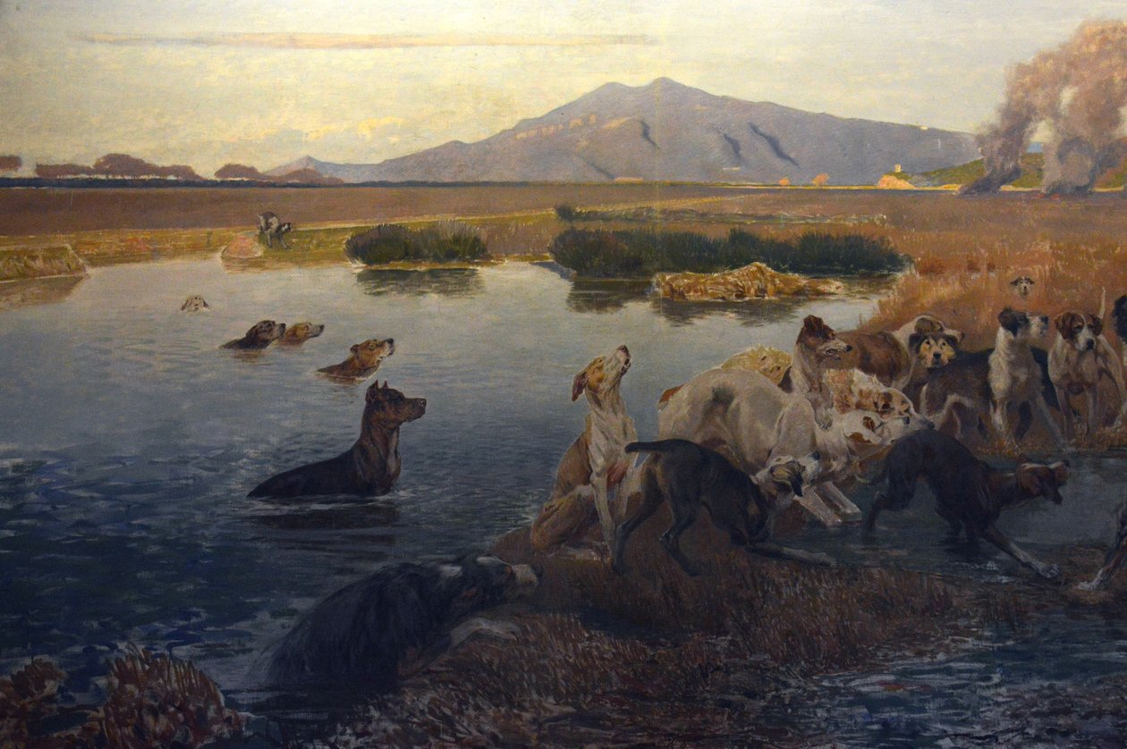 The Boar Hunt in the Marshes of Burano (التفاصيل 2) بواسطة Eugenio Cecconi