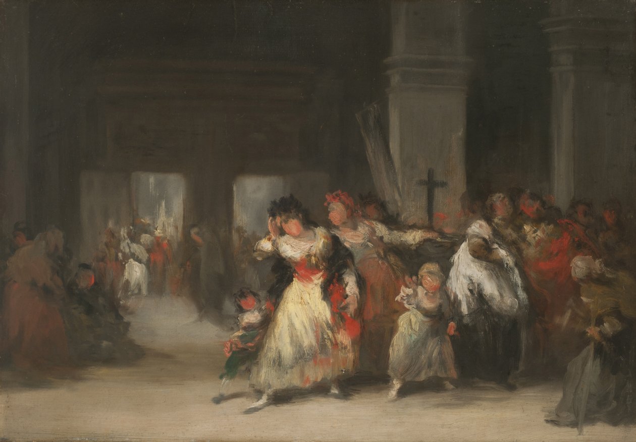 داخل الكنيسة حوالي 1860-1866 (زيت على صفيحة من الصفيح) بواسطة أوجينيو لوكاس فيلازكويز